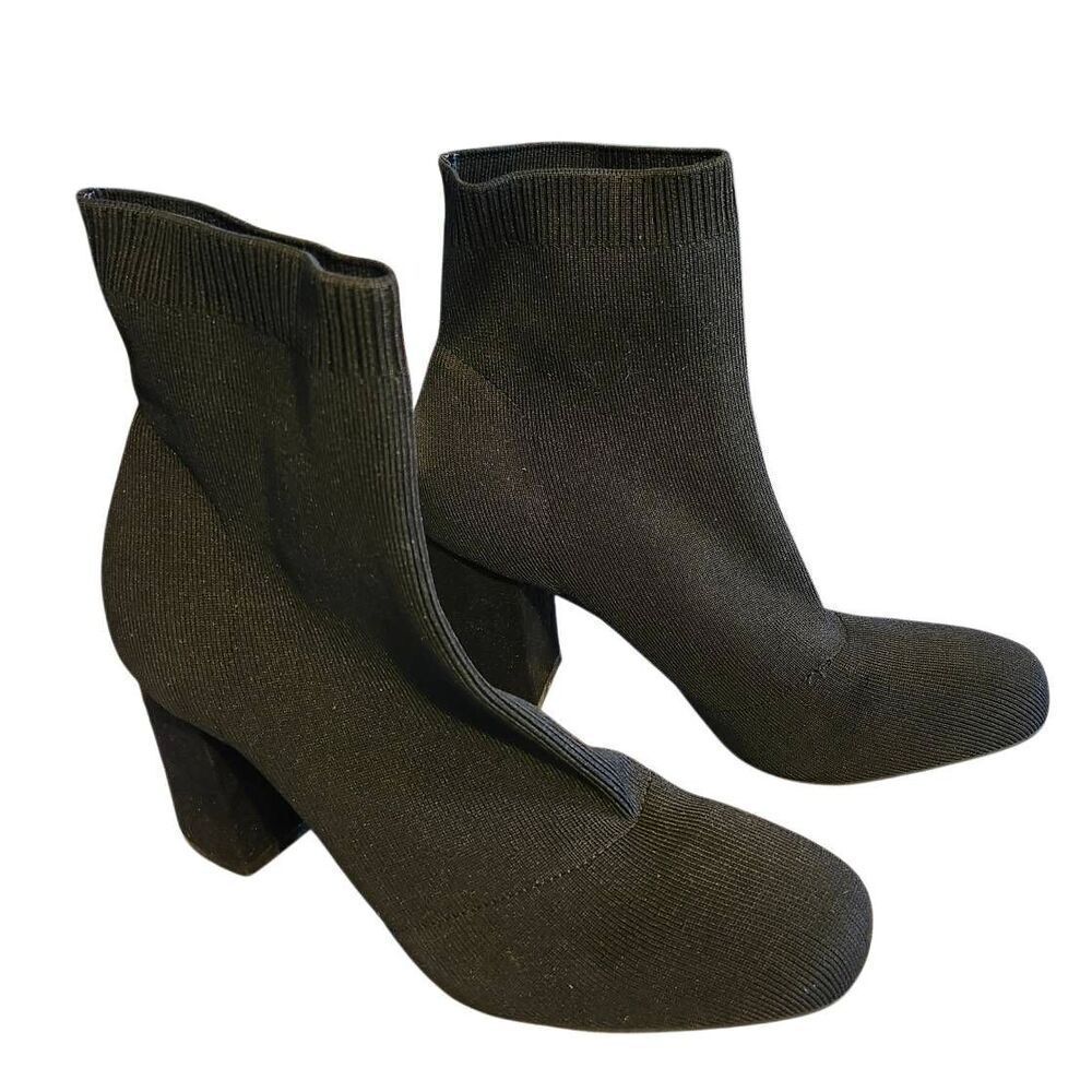 Mia Candra Knit Platform Block Heel Booties - Black Size 11.